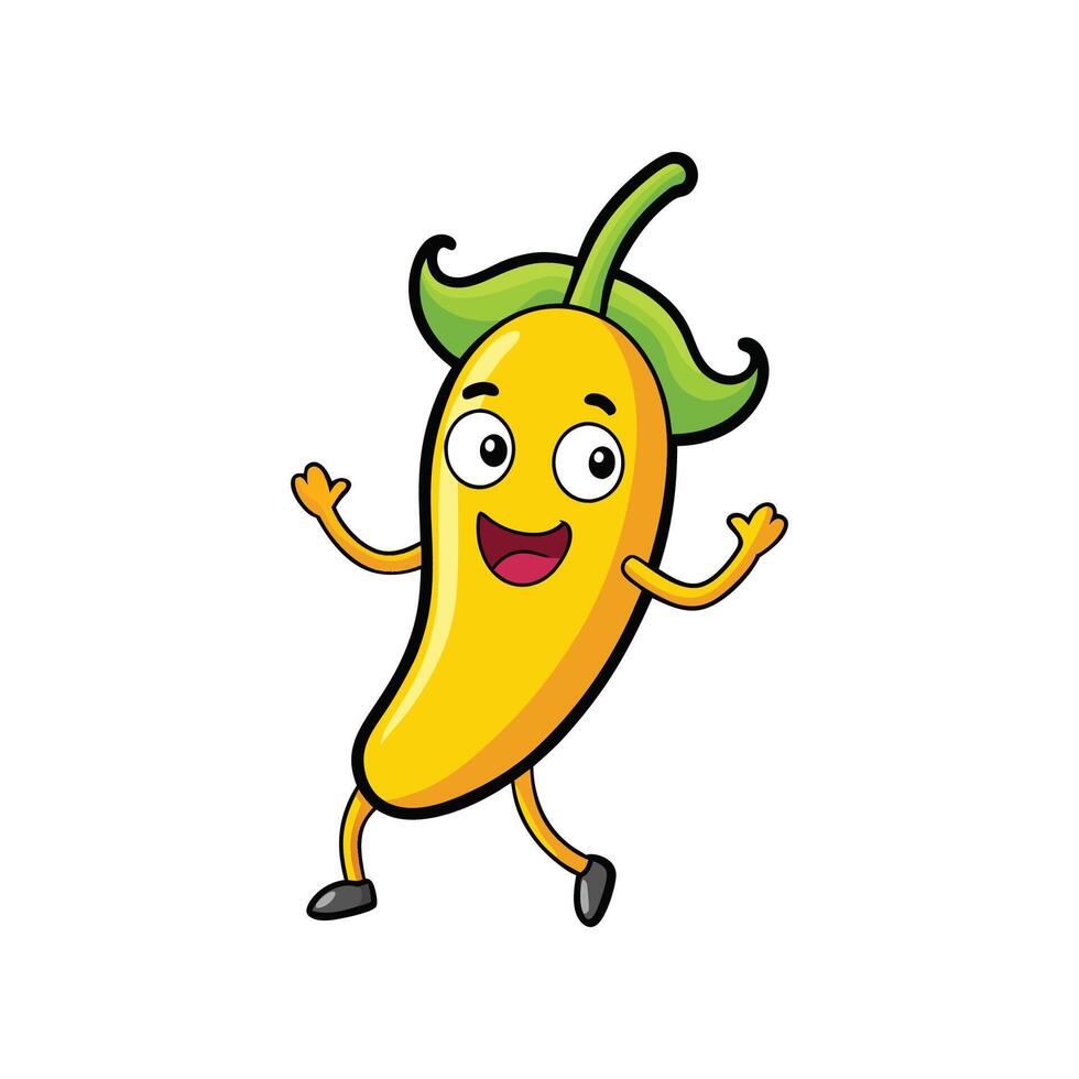 Cartoon yellow chili pepper character with arms and legs vector