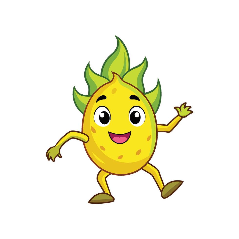 Whimsical lemon character with happy expression dancing joyfully vector