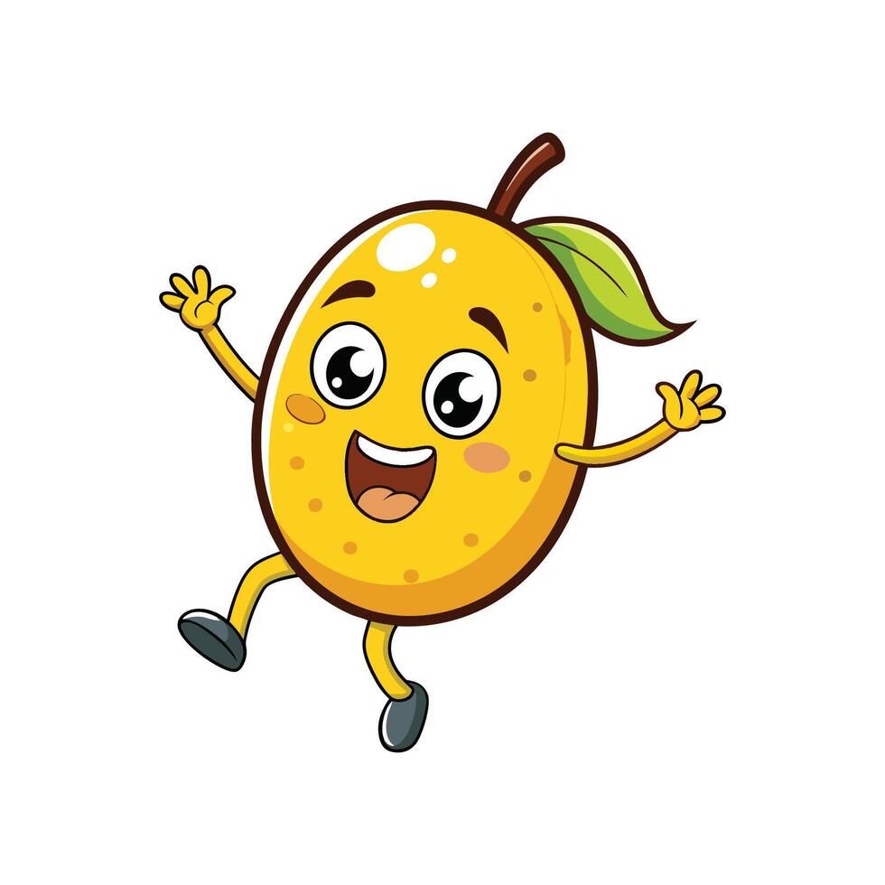 Happy mango cartoon character jumping and smiling with joy vector