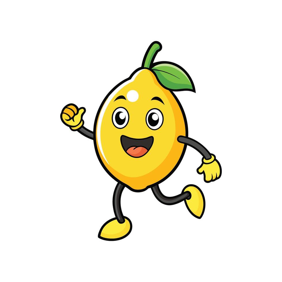 Joyful lemon character jogging with a cheerful expression vector