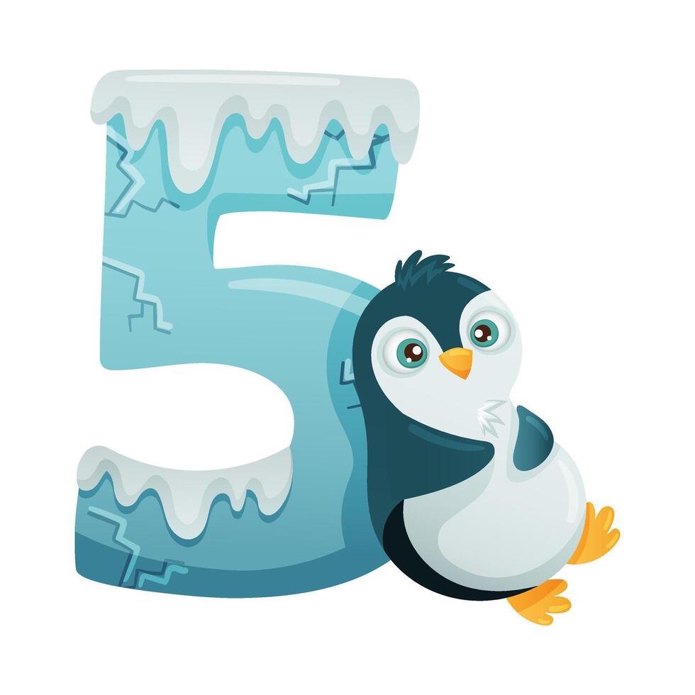 Cute five number. 5 childish numeral for card, poster