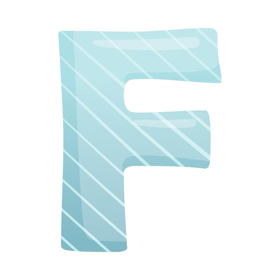 F blue glossy letter. Cute childish alphabet for card, poster, nursery design cartoon illustration vector