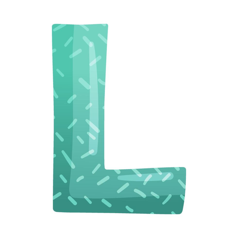 L glossy letter. Cute childish alphabet for card, poster, nursery design cartoon illustration vector