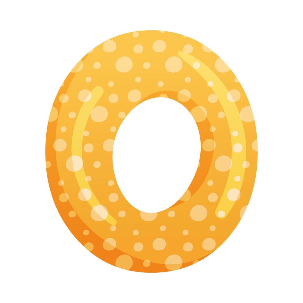 O glossy dotted letter. Cute childish alphabet for card, poster, nursery design cartoon illustration vector