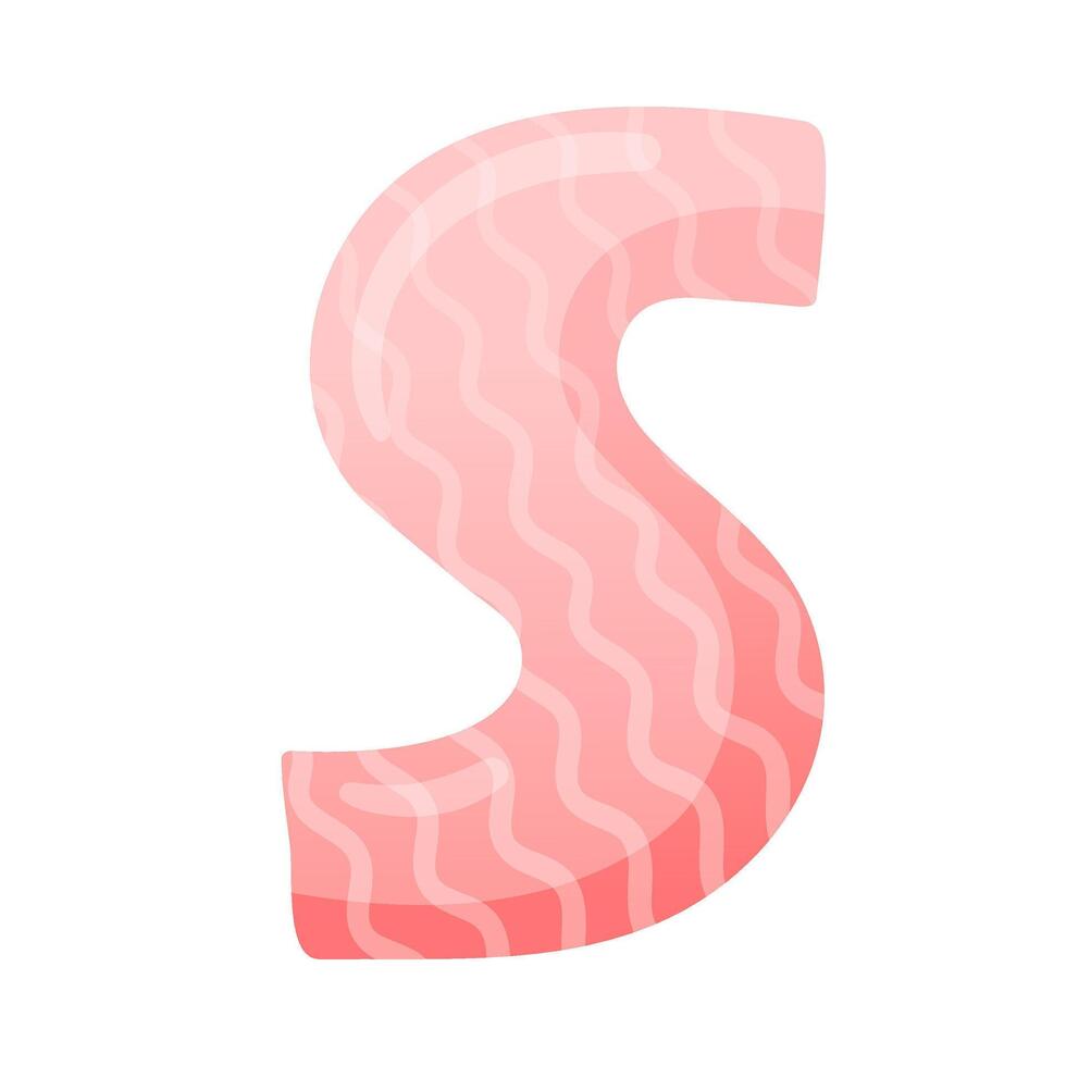 S glossy letter. Cute childish alphabet for card, poster, nursery design cartoon illustration vector
