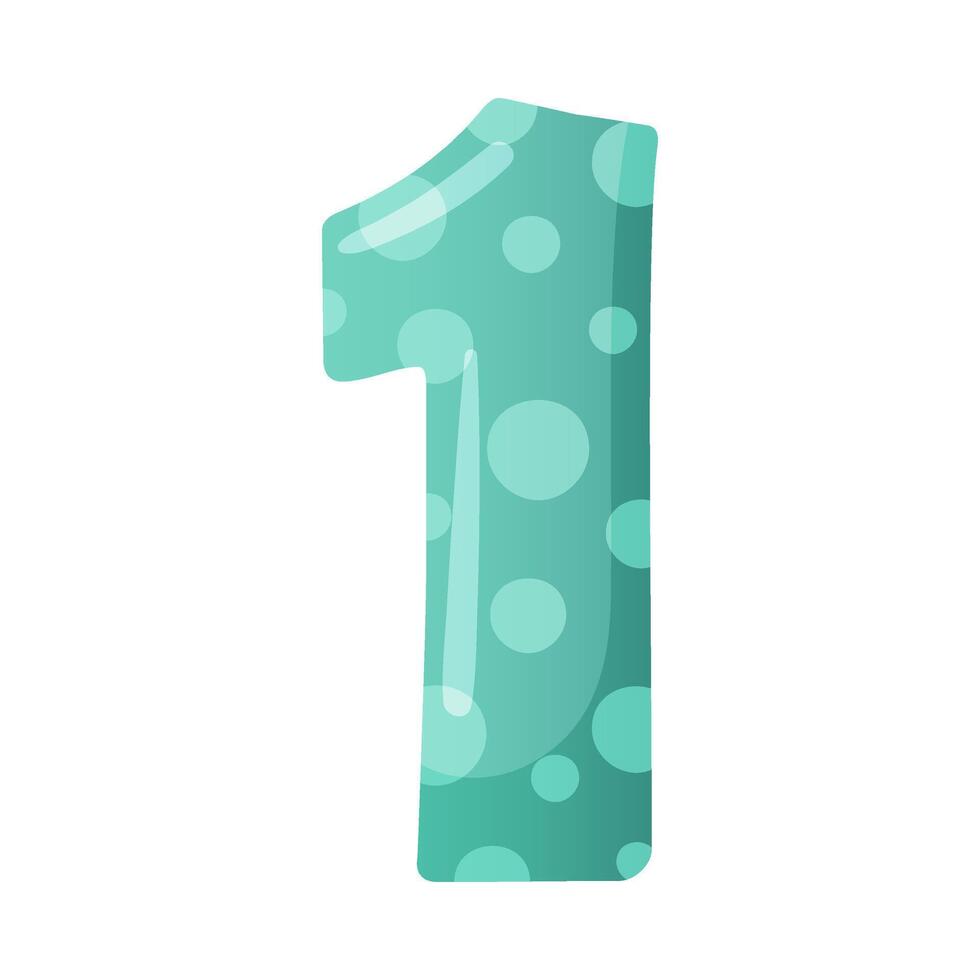 Cute one number. 1 childish numeral for card, poster, nursery design cartoon illustration vector