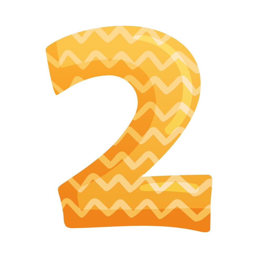 Cute two number. 2 childish numeral for card, poster, nursery design cartoon illustration vector