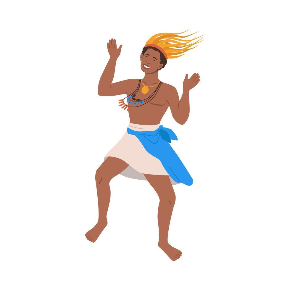 African man in traditional clothes dancing ritual dance cartoon illustration vector