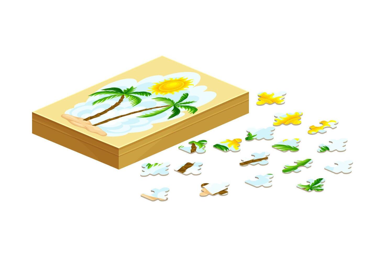 Puzzle board game flat illustration on white background vector