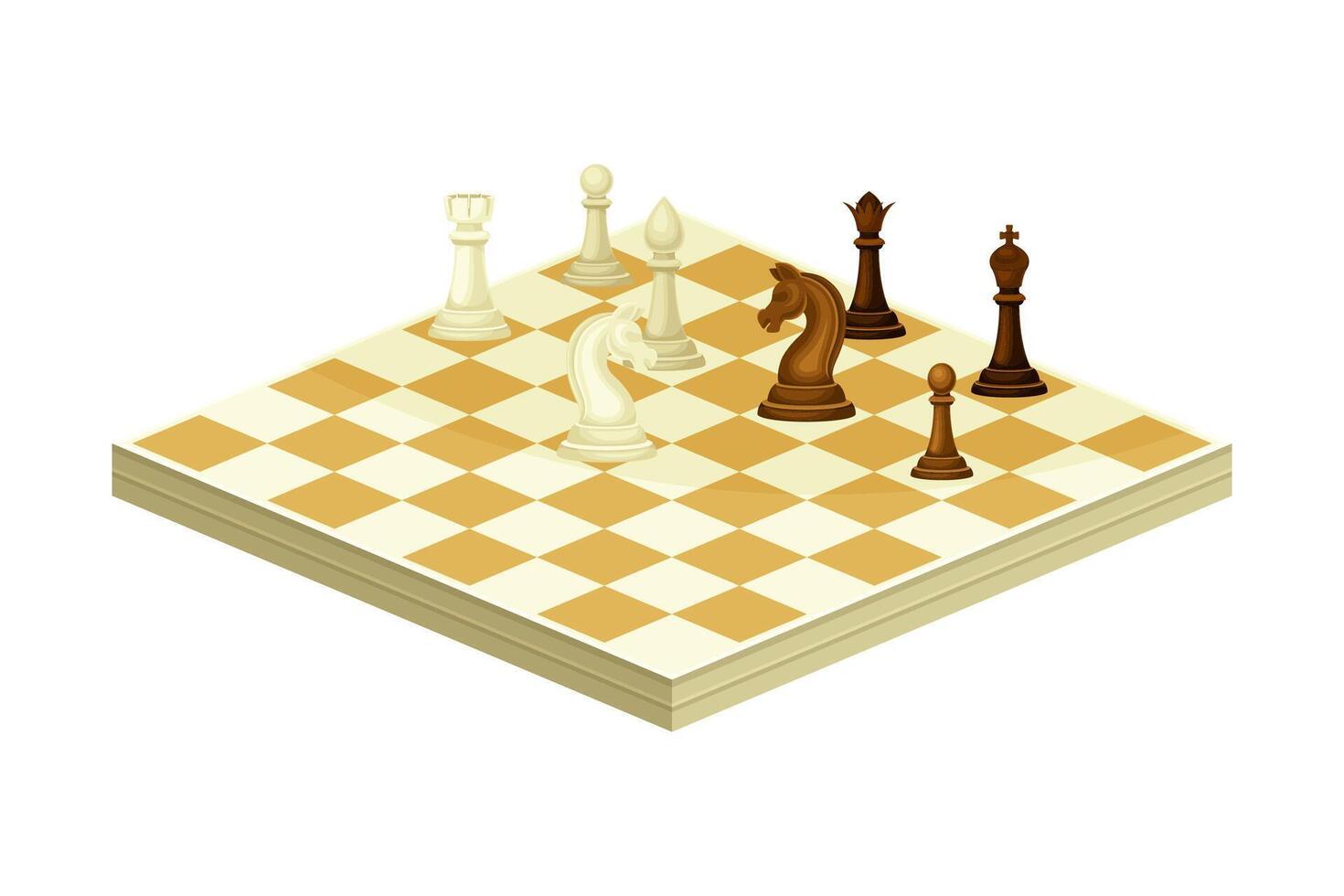 Chess recreational and competitive board game flat illustration on white background vector