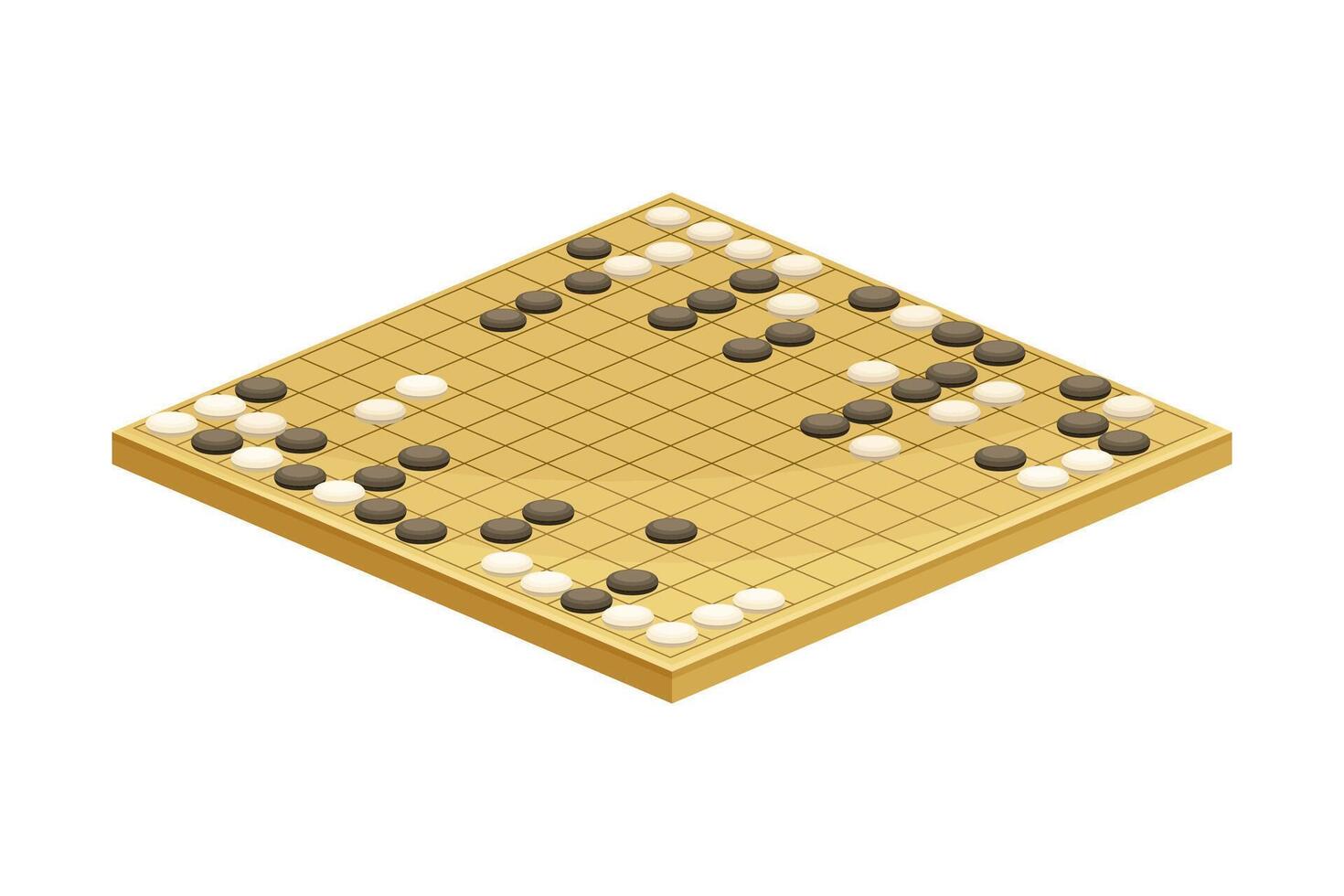 Go abstract strategy board game flat illustration on white background vector