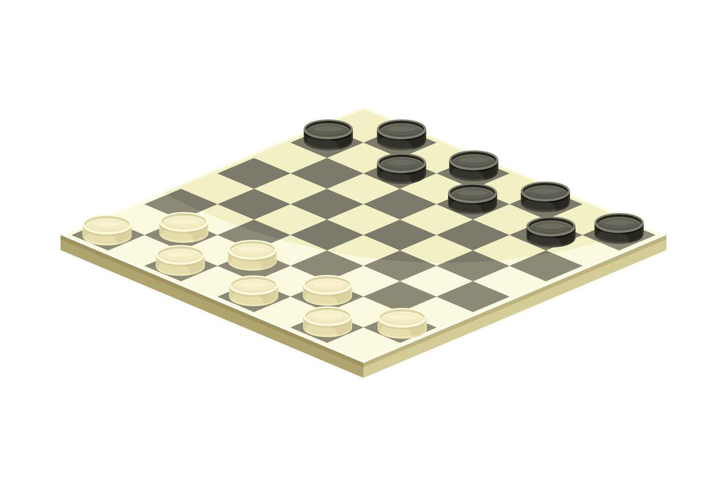 Checkers abstract strategy board game flat illustration on white background vector