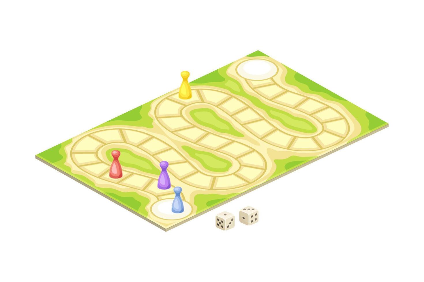 Adventure board game maps with path flat illustration on white background vector