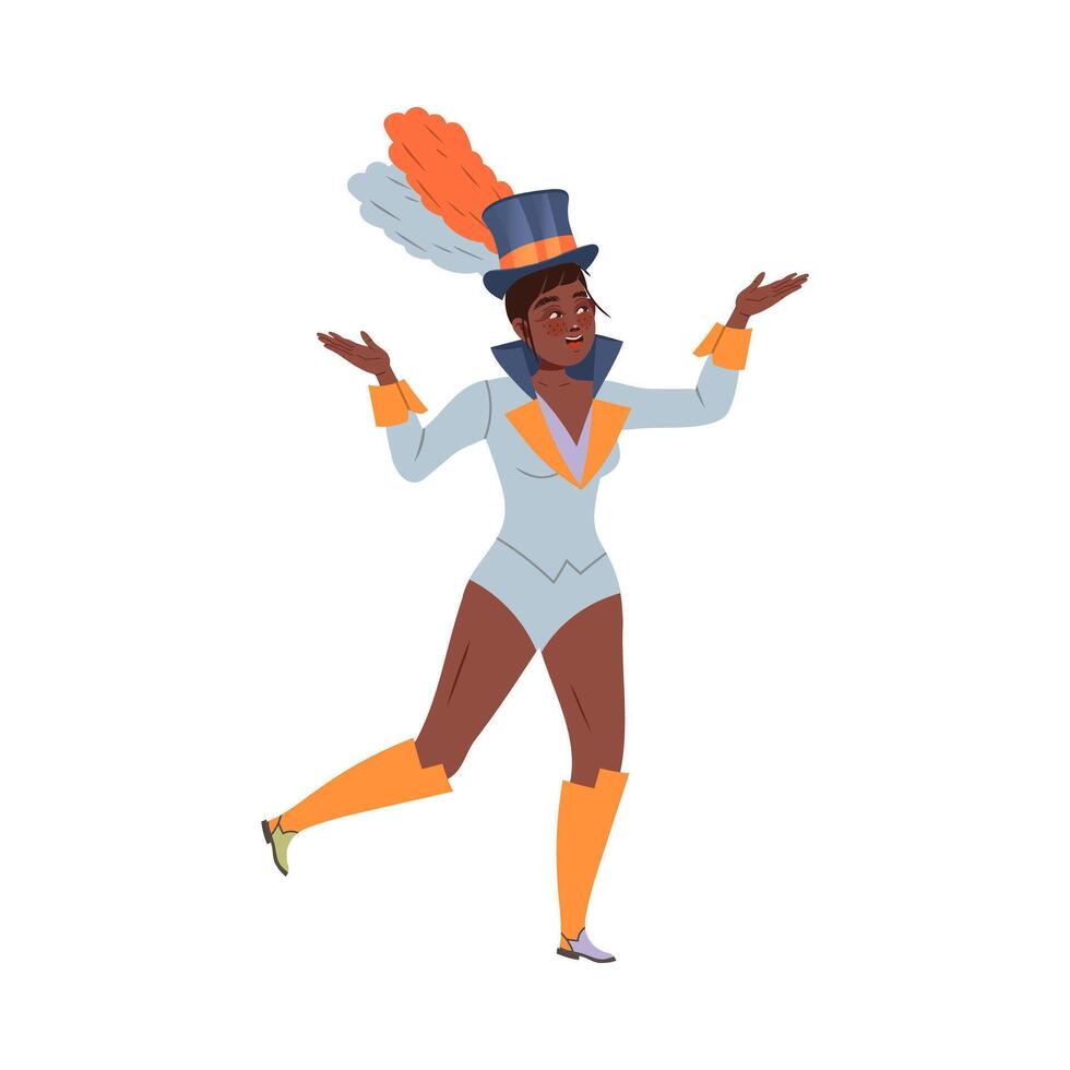 Woman circus artist performing at show carnival party. cartoon illustration vector
