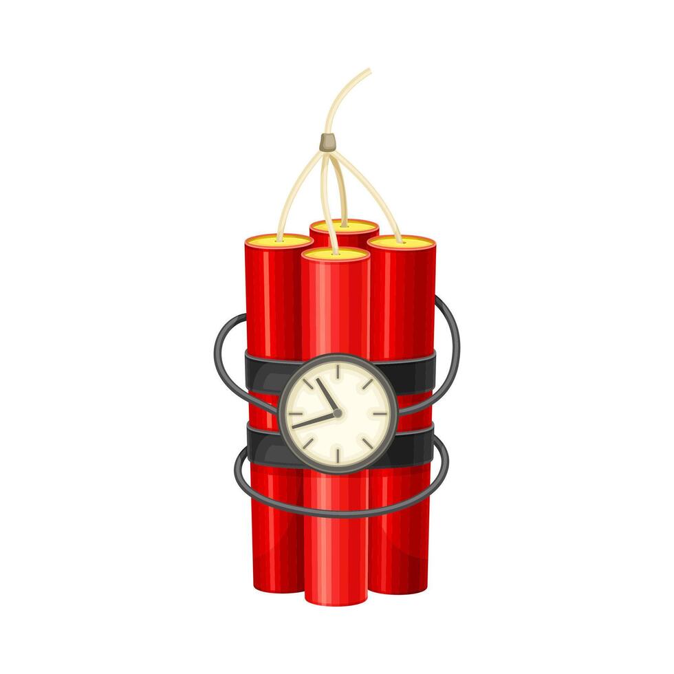 Dynamite bomb with clock timer illustration on white background vector