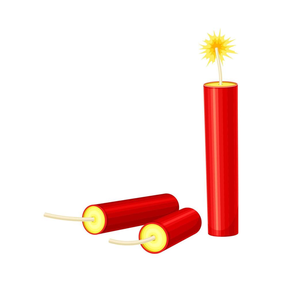Sticks of dynamite with burning bickford fuse illustration vector