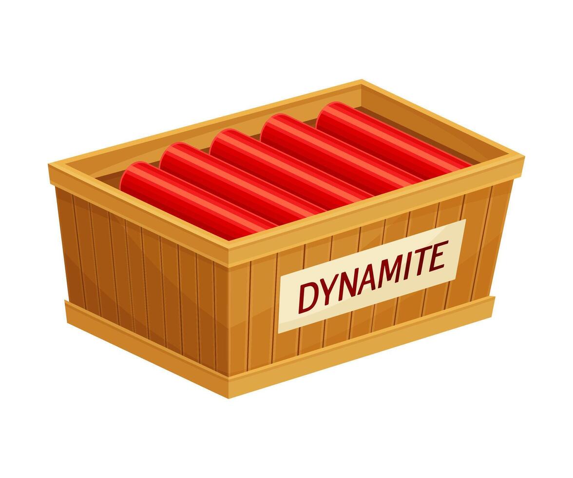 Wooden box with red dynamite sticks illustration vector