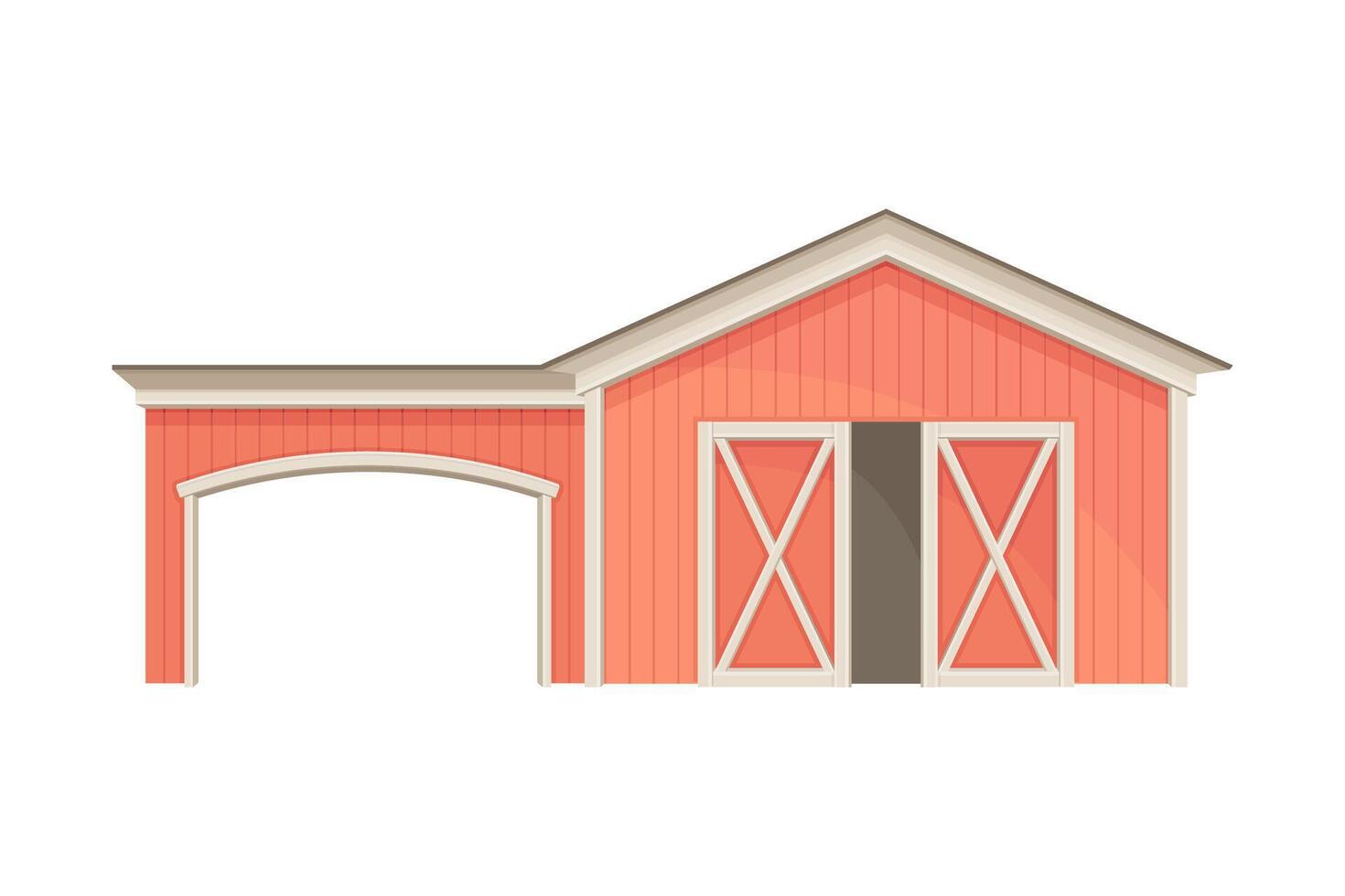 Red barn agricultural farm building flat illustration vector