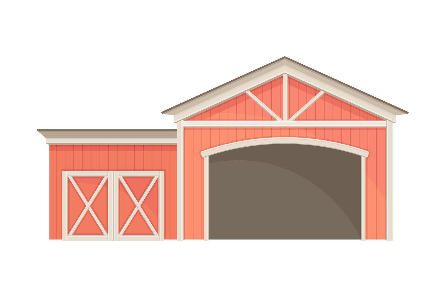 Red barn agricultural farm building flat illustration on white background vector