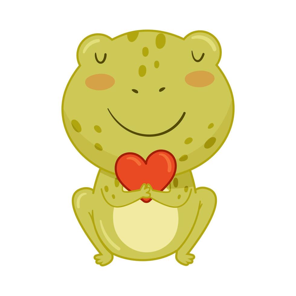 Cute frog with red bow tie. Green funny amphibian toad character cartoon illustration vector