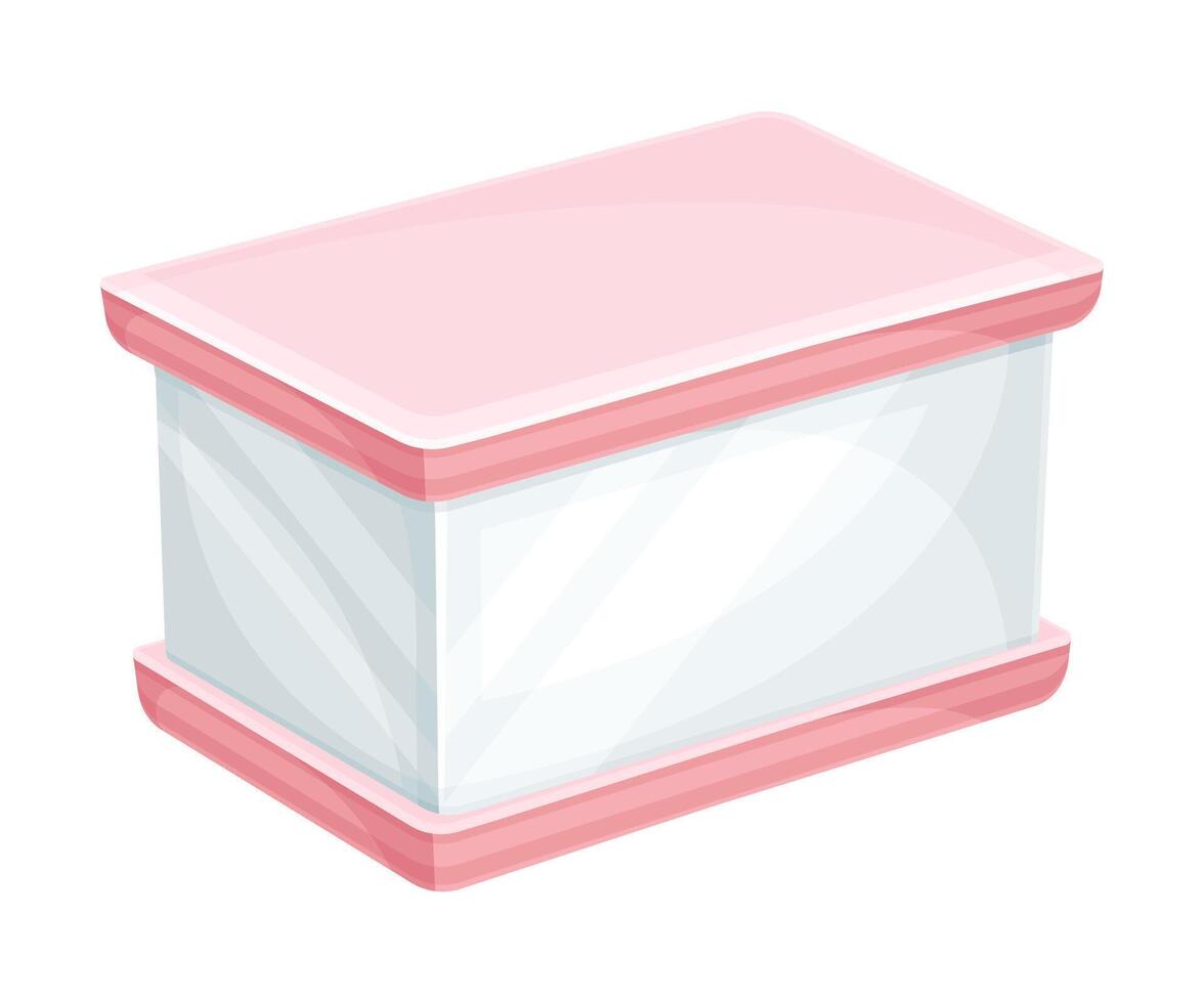 Empty glass box, transparent showcase with lid illustration vector