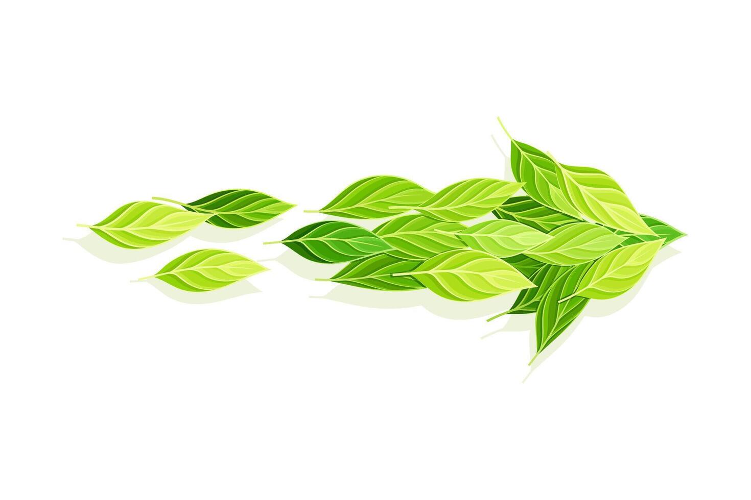Right arrow symbol made of green leaves, logo, emblem, creative sign design illustration vector