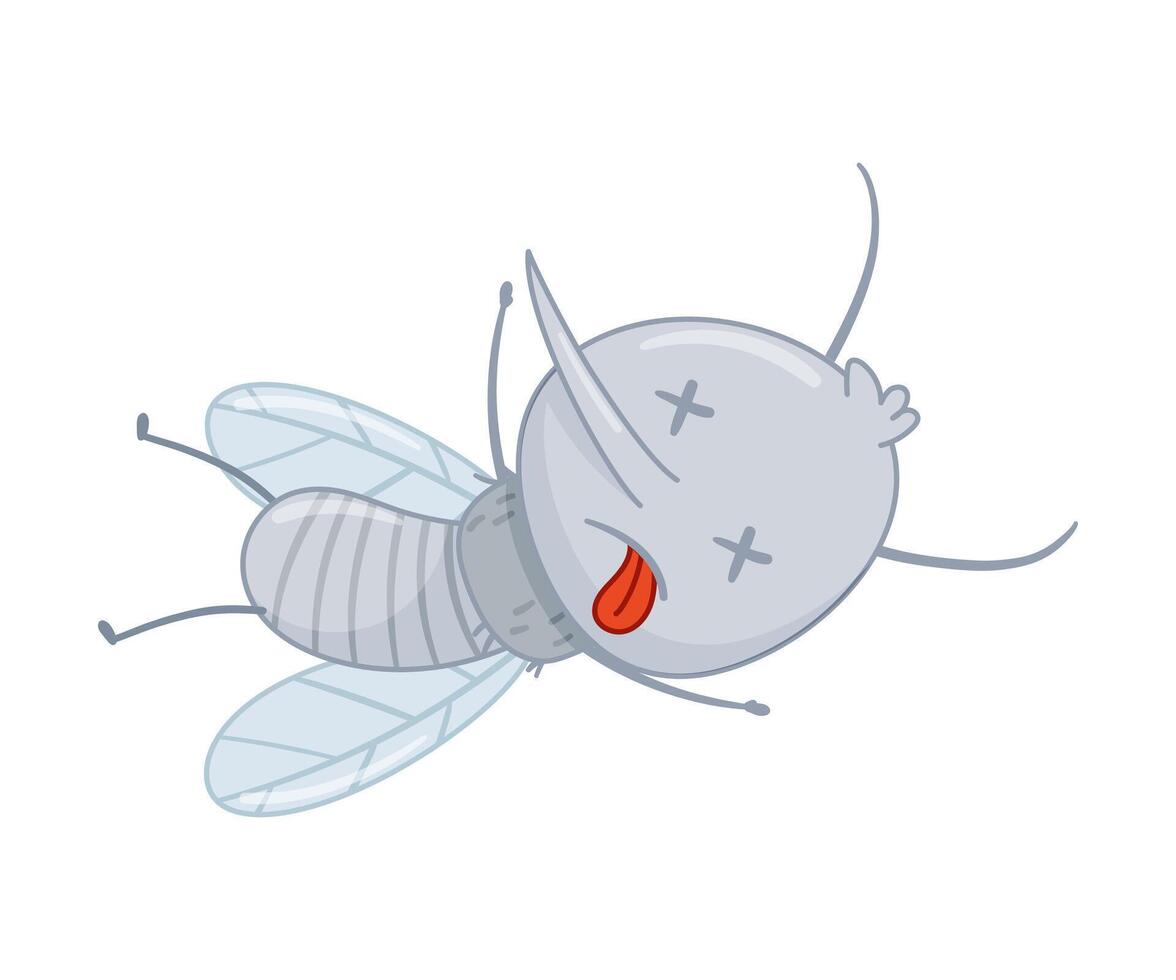 Cute died mosquito. Parasitic insect funny character cartoon illustration vector