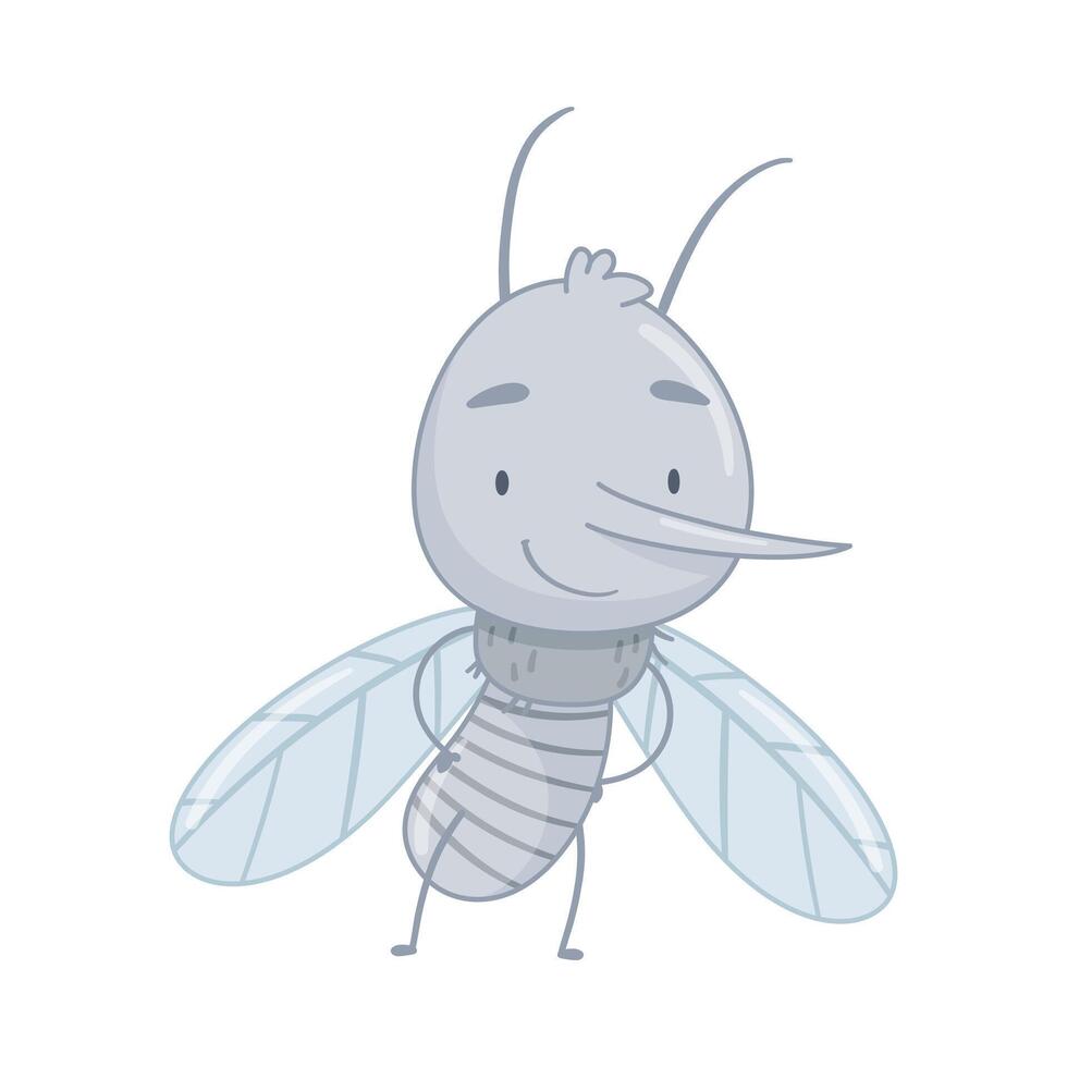 Cute baby mosquito. Adorable parasitic insect funny character cartoon illustration vector