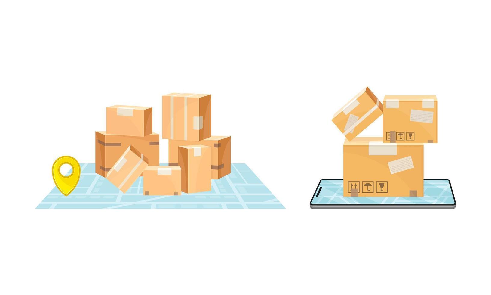 Delivery service set. Online order order tracking technology concept illustration vector