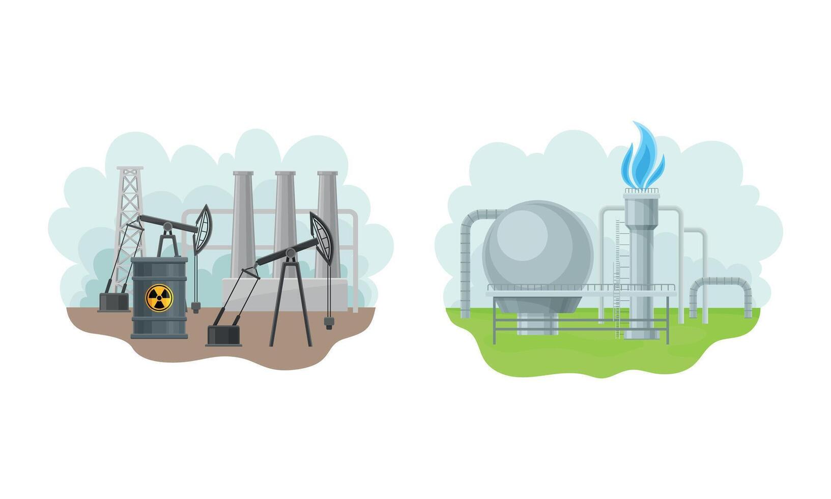 Oil and gas production. Processing of petrol industry illustration vector