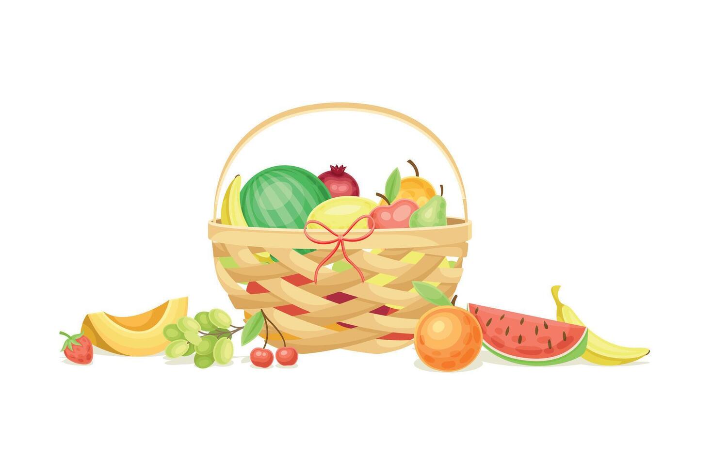 Ripe Fruit in Basket as Seasonal Harvesting and Yield Illustration vector