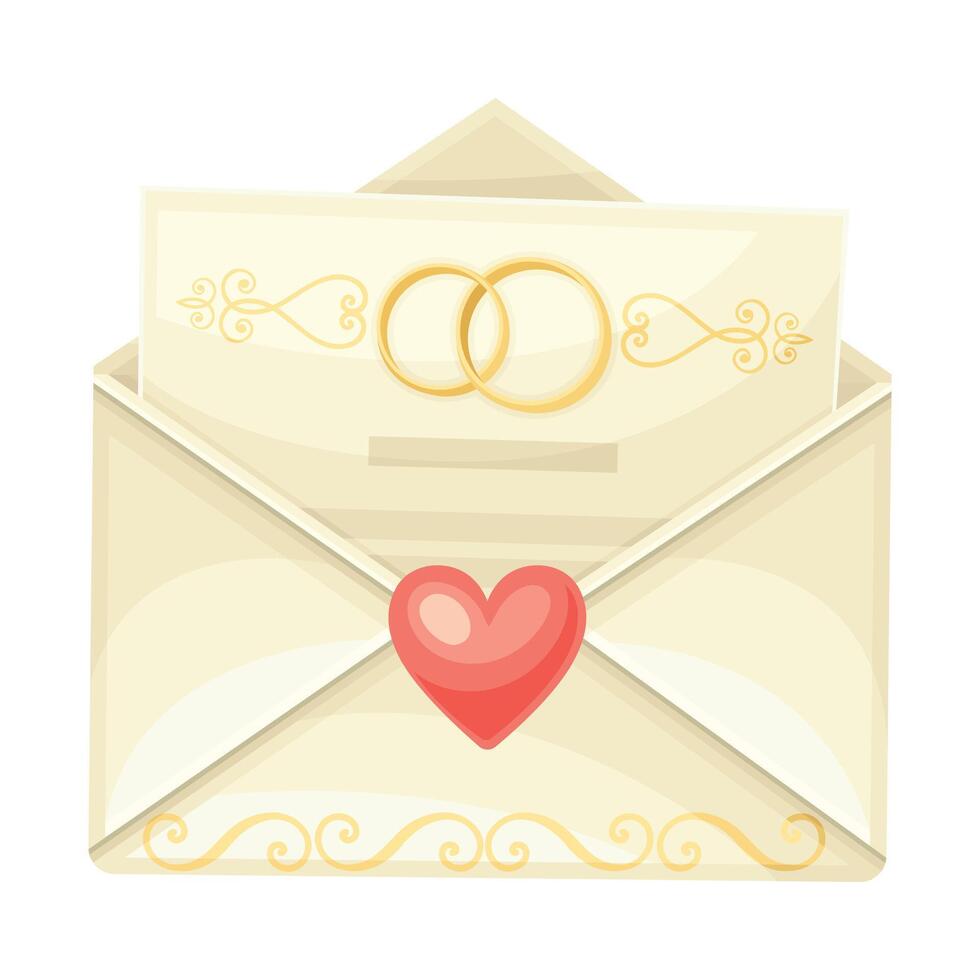 Wedding Invitation or Greeting Card in Open Envelope Closeup Illustration vector