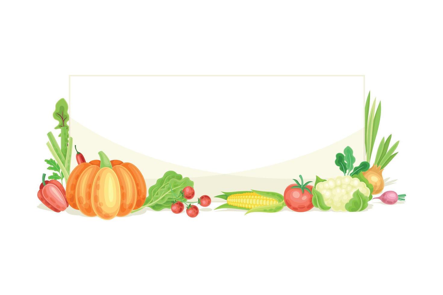 Bright Rectangular Vegetable Frame with Ripe and Fresh Garden Cultivar Closeup Illustration vector