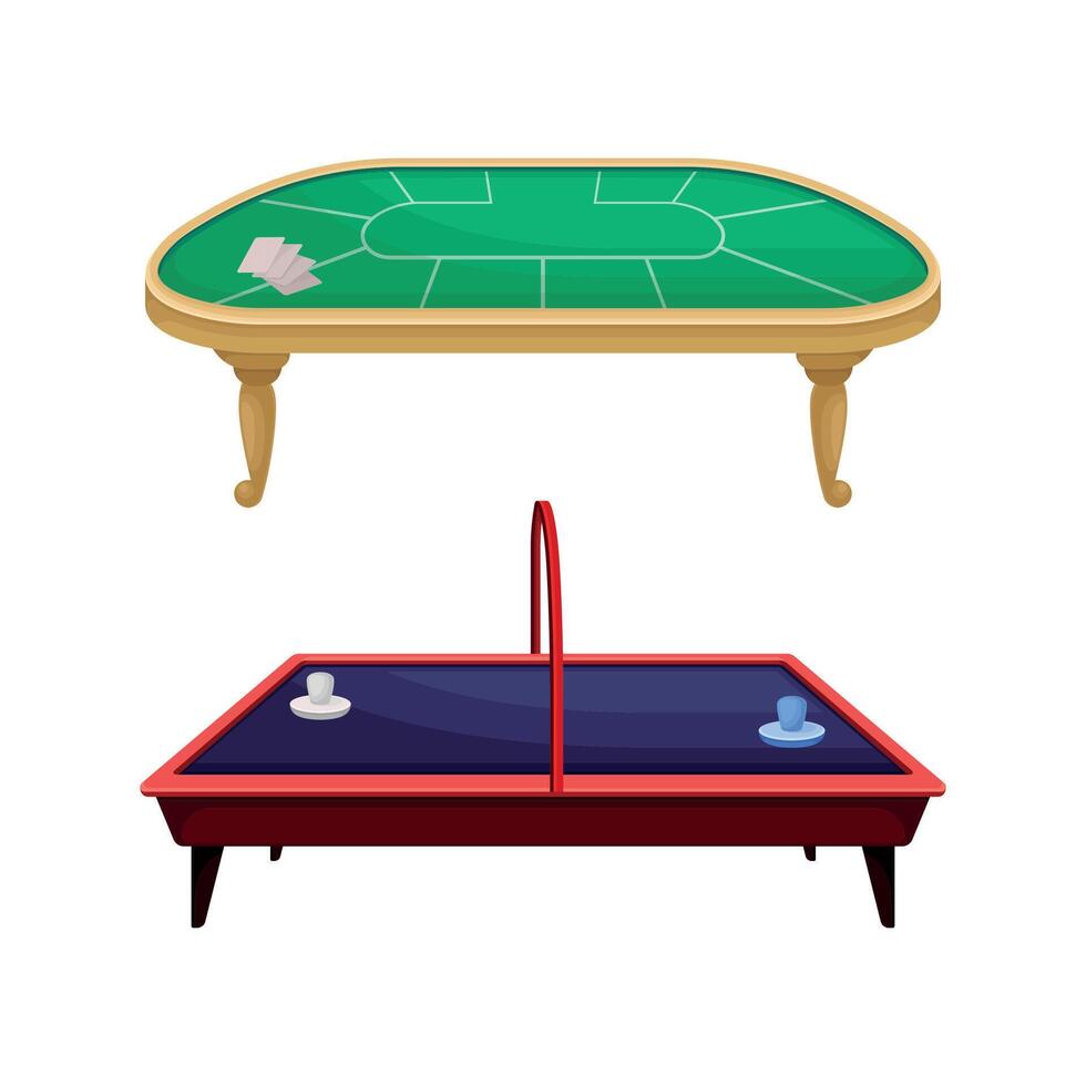 Poker and air hockey tables. Board games concept illustration vector
