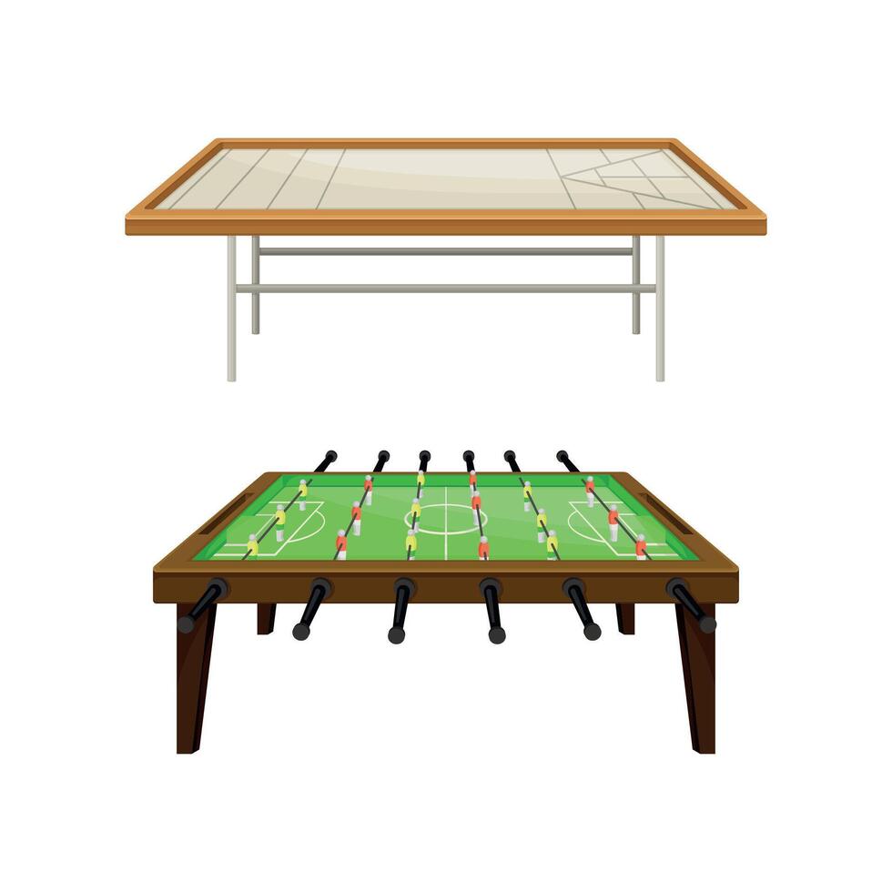 Football and beer pong tables. Board games concept illustration vector