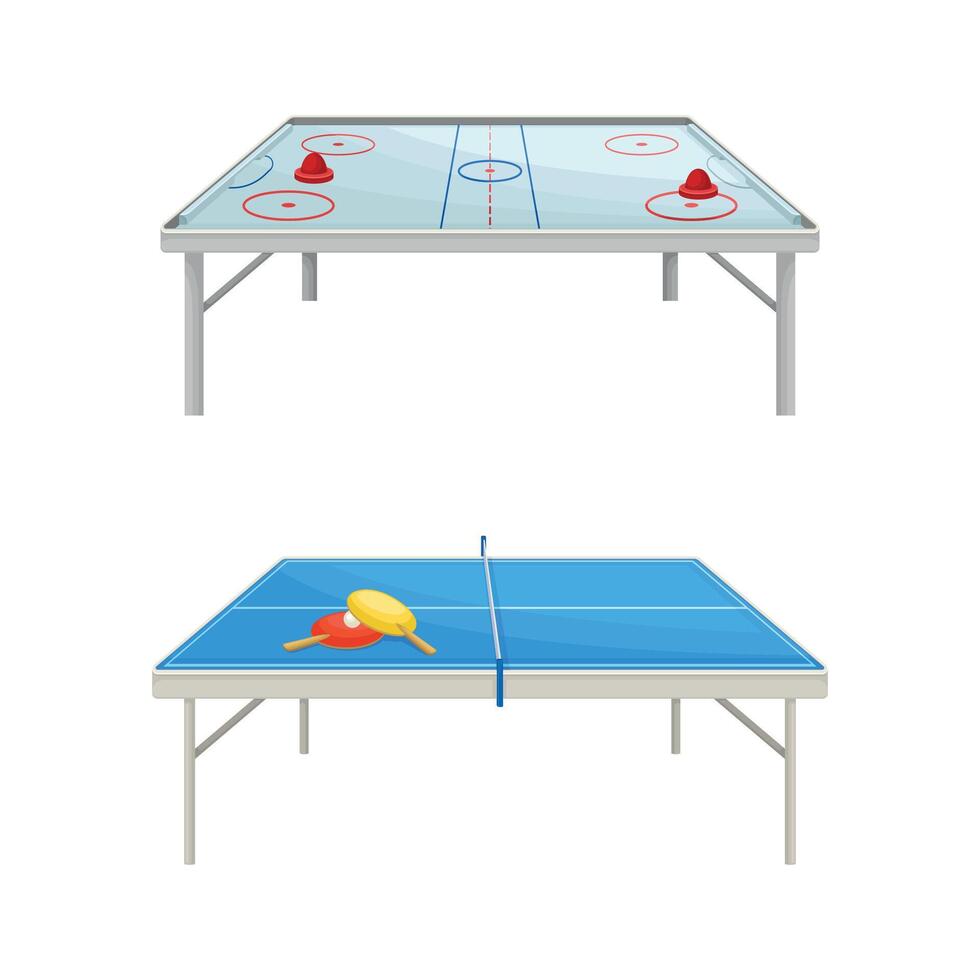 Air hockey and ping pong tables. Board games concept illustration vector