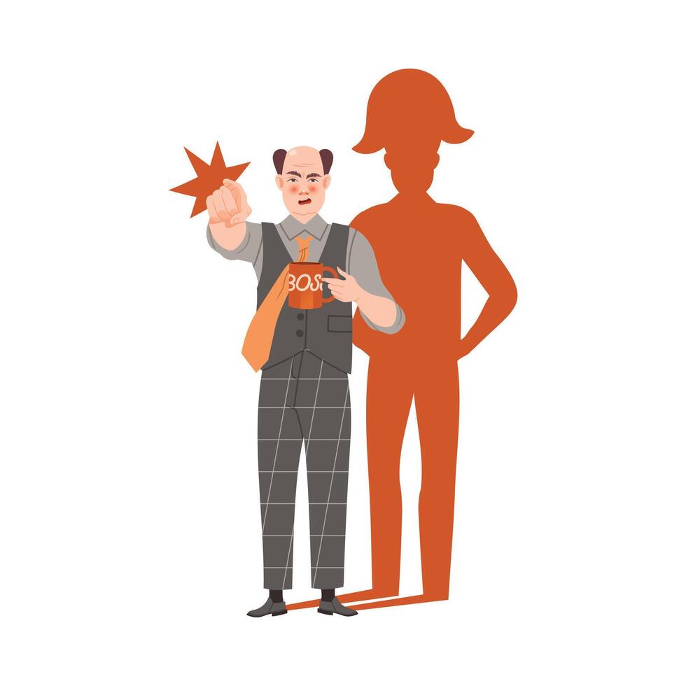 Evil boss suffering from Napoleon complex illustration vector