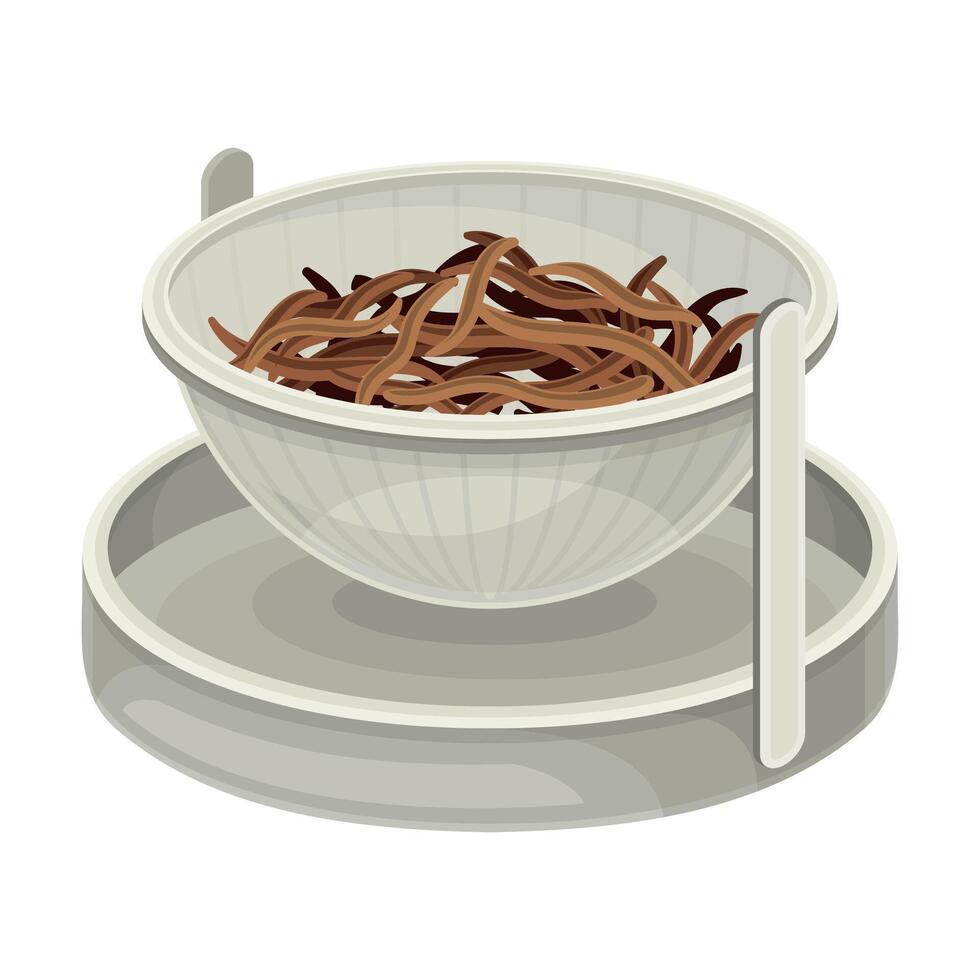 Dry Fermented Black Tea for Hot Aromatic Beverage Preparation Closeup Illustration vector