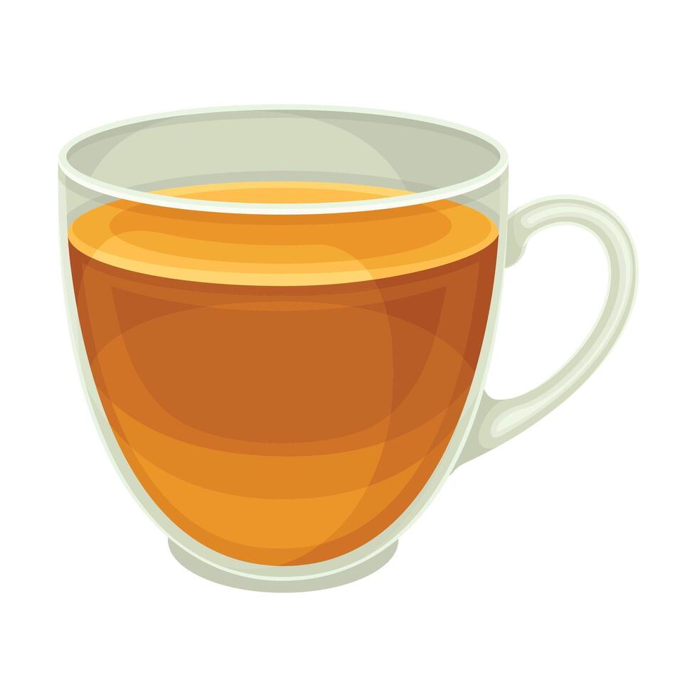 Glass Tea Cup with Hot Aromatic Beverage Poured with Boiling Water for Brewing Closeup Illustration vector