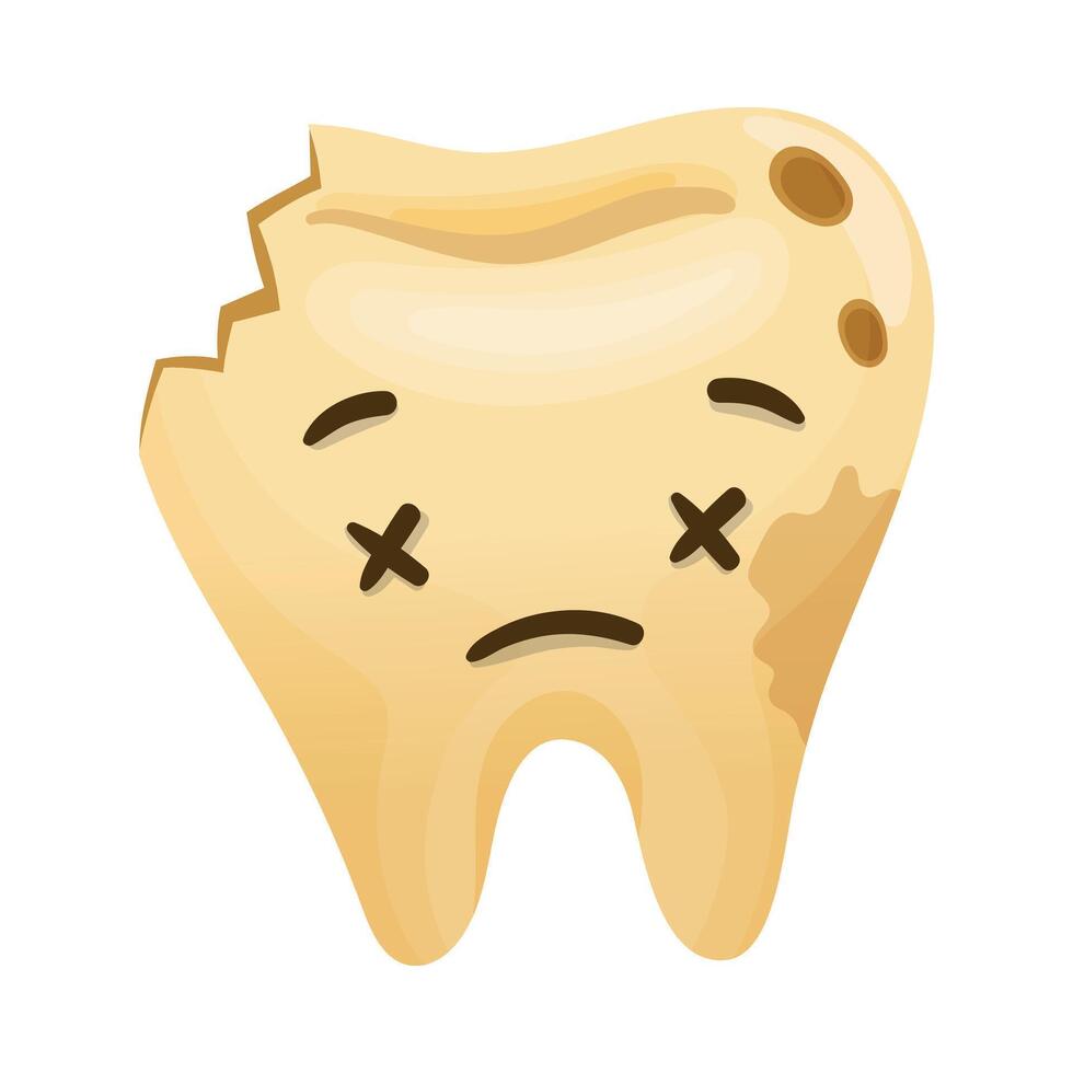 Dead tooth. Oral care, mouth hygiene, teeth restoration concept cartoon illustration vector