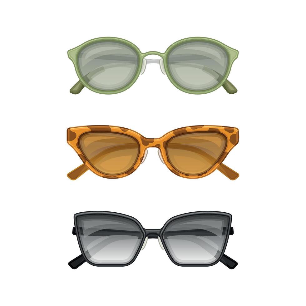 Shaped Sunglasses or Shades as Protective Eyewear Set vector