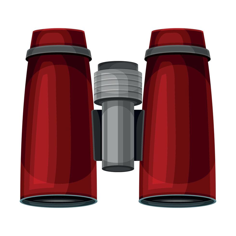 Red binoculars, optical instrument for viewing distant objects illustration vector
