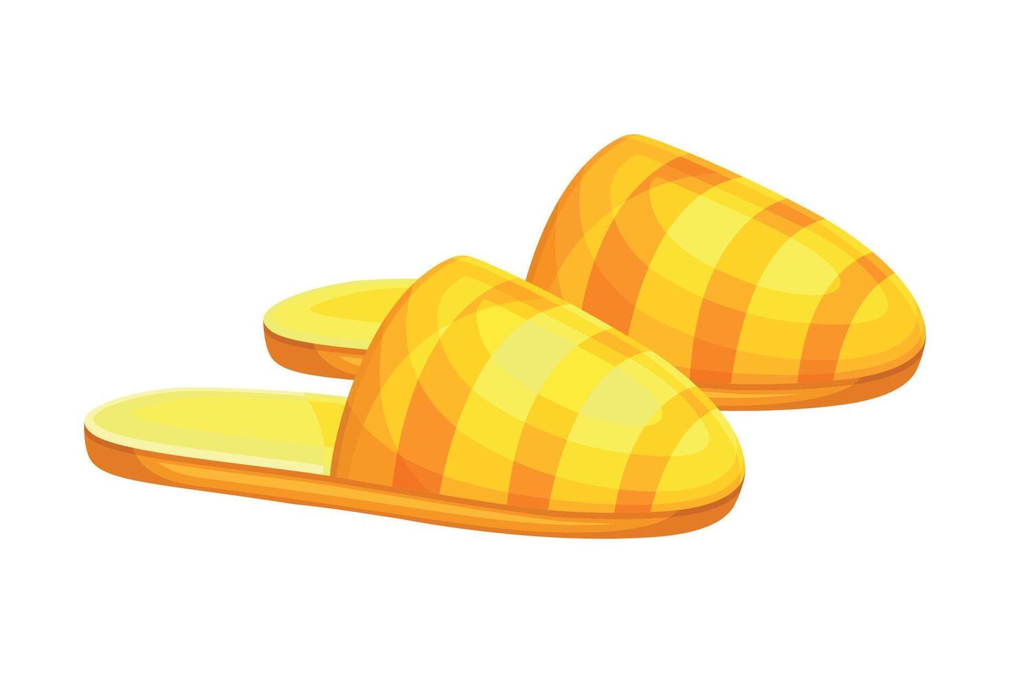 Pair of orange slippers, soft comfortable textile footwear for home cartoon illustration vector