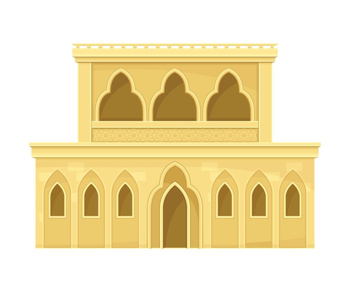 Ancient Arab desert mud house. Middle East building, traditional arabic architecture illustration vector