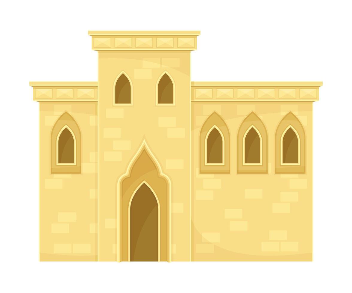 Arab desert mud house. Middle East building, traditional arabic architecture illustration vector