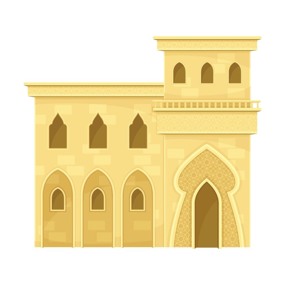 Ancient Arab traditional mud house. Middle East building illustration vector