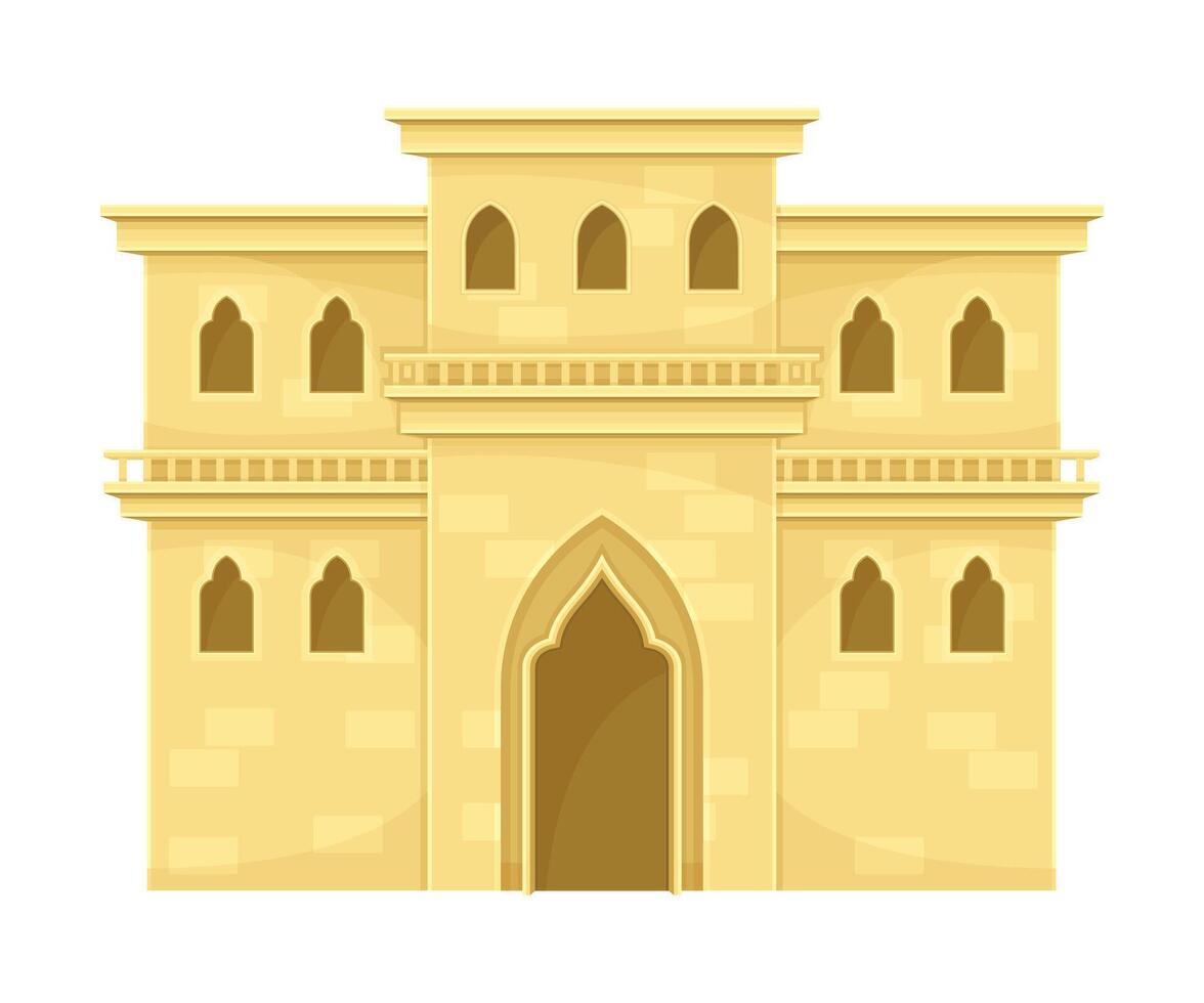 Traditional Arabic building. Middle East desert mud house illustration vector