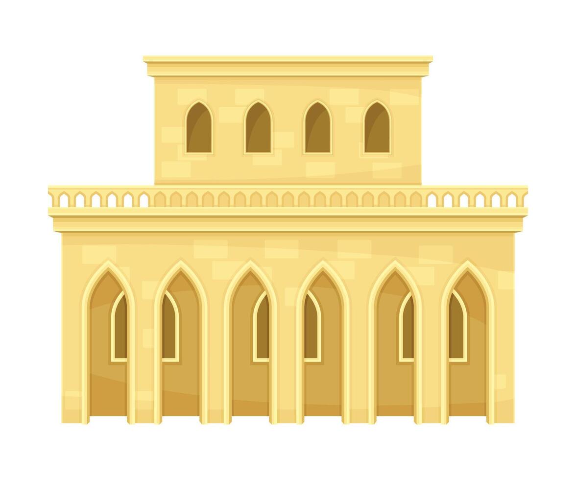 Ancient Arabic building. Middle East traditional architecture illustration vector