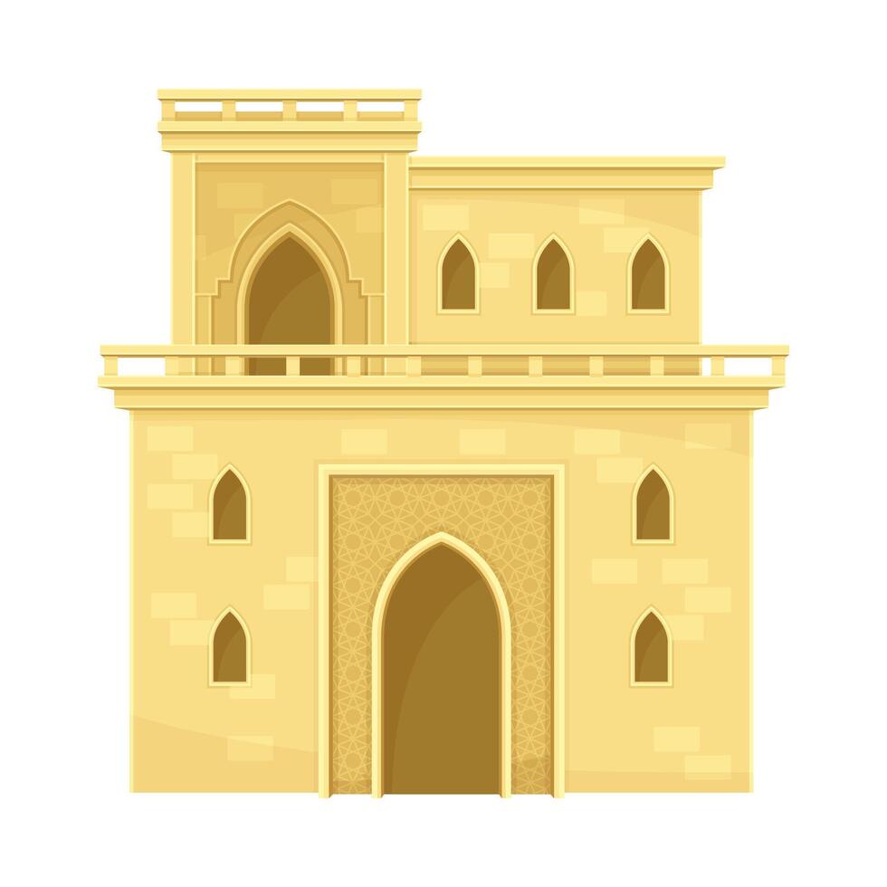 Traditional Arabic building. Middle East mud house illustration vector