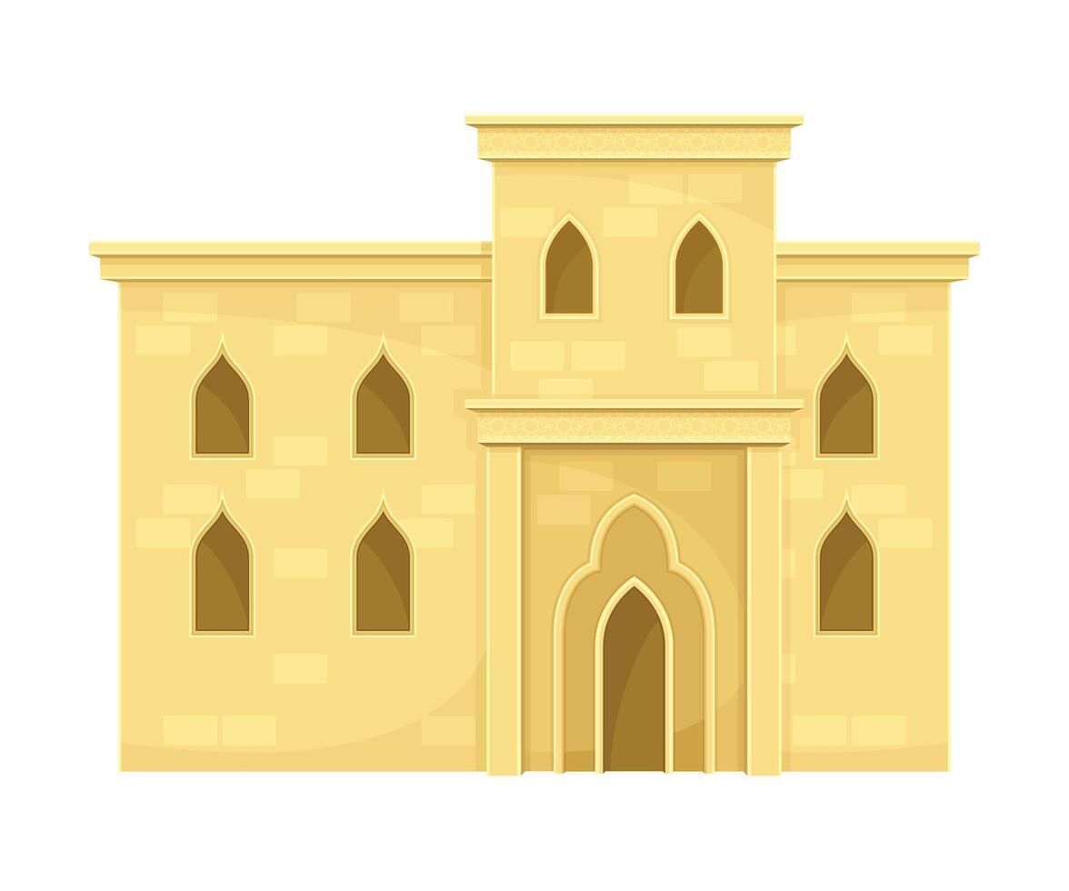 Authentic Arabian mud brick house. Middle East traditional architecture illustration vector
